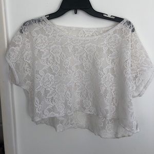 White lace cover up crop top